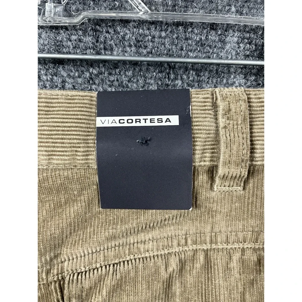VIA‎ CORTESA Mens Tan Corduroy Cargo Pants Relaxed Fit Size 42x30 Straight Leg